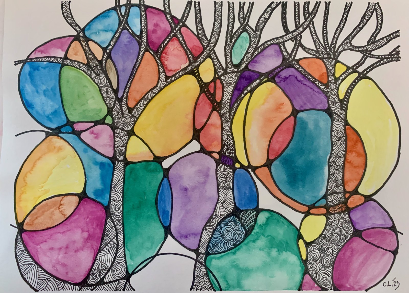 Trees of Life — Watercolor and ink on paper