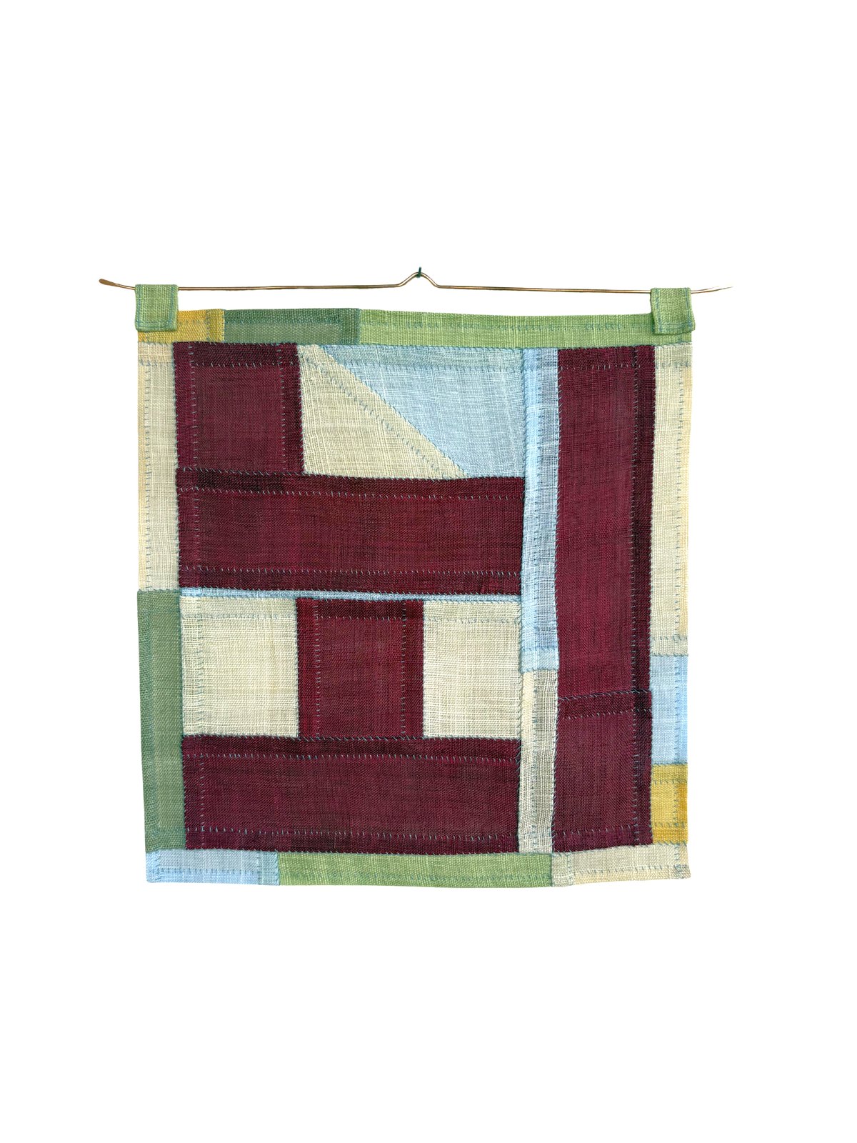 Brain — Ramie fabric, cotton thread, bronze hanger