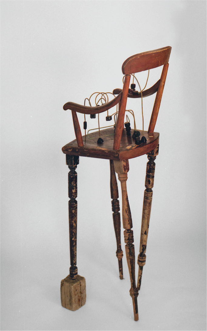 The Chair That Counts — Found objects, lampworked glass, bronze