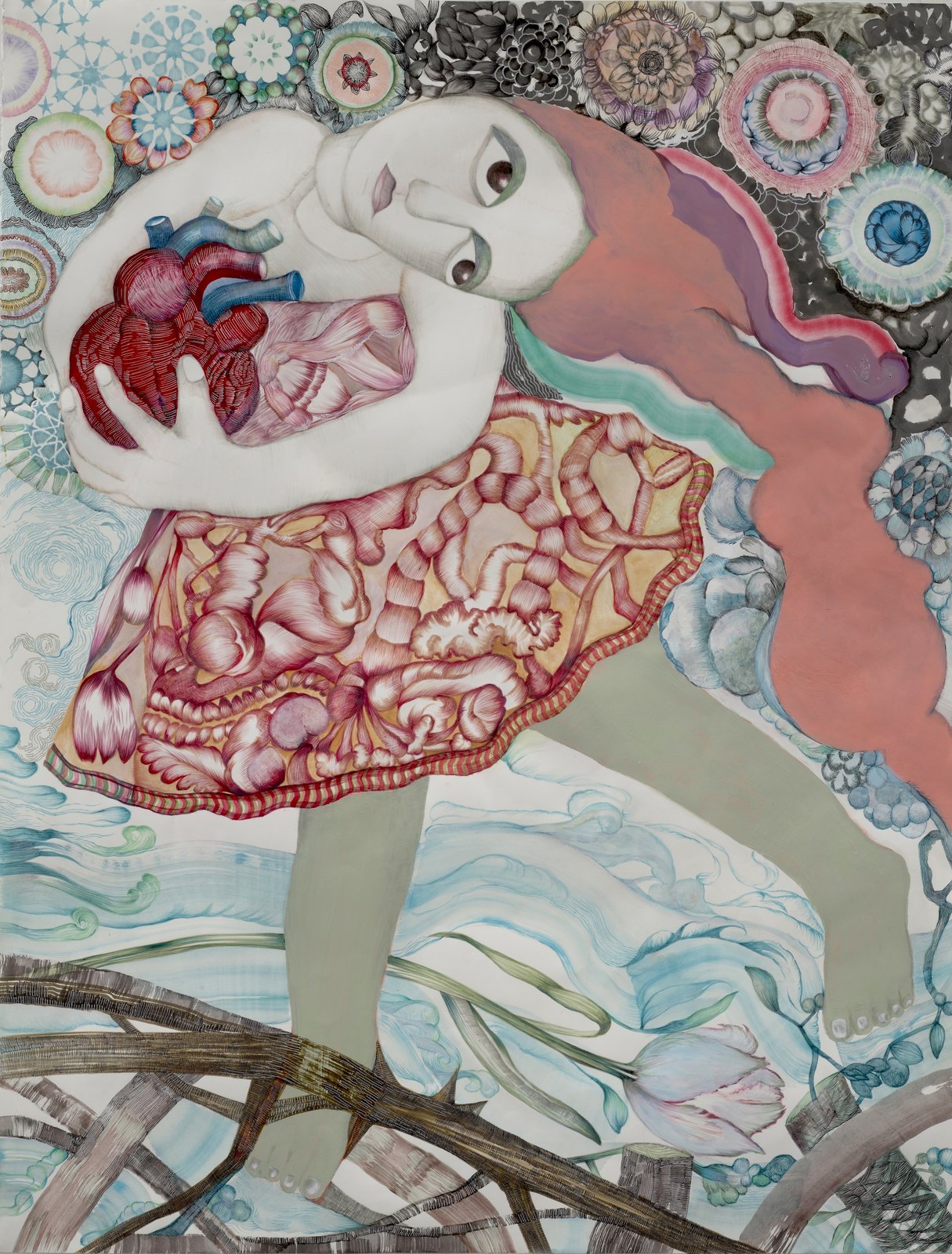 My Grateful Heart — Acrylic, marker, watercolor, paint marker, ballpoint pen and ink on paper