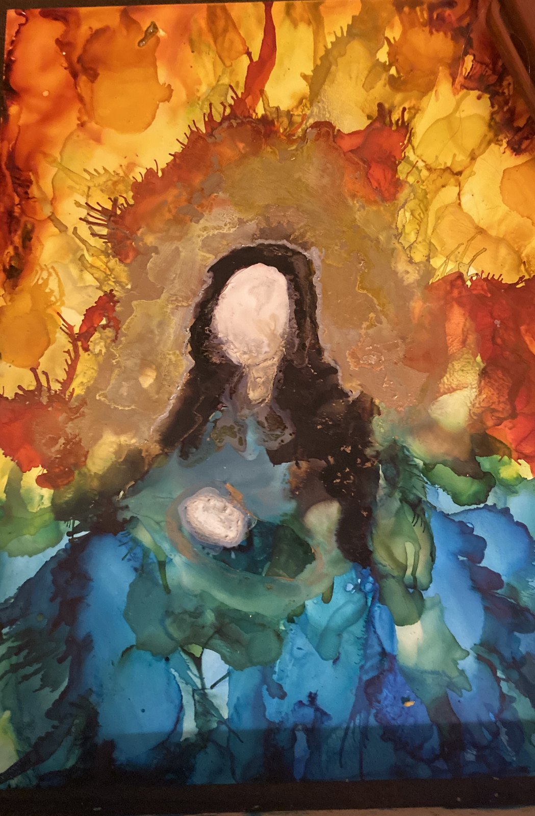 Mother’s Cradle — Mixed media: alcohol ink, acrylic paint marker, gold paint