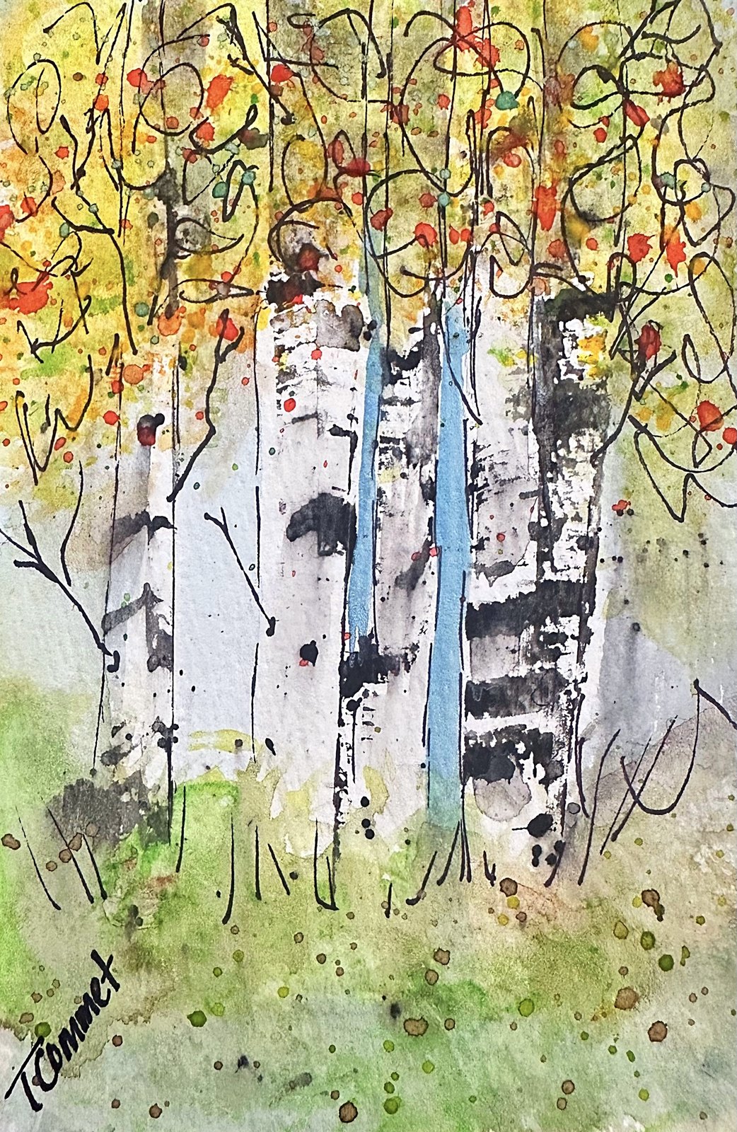 Breathe — Watercolor paint and black ink